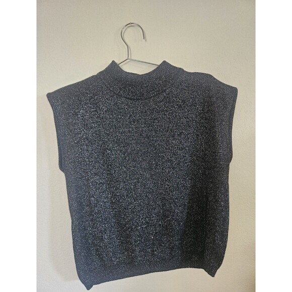 Vintage Mock Sleeveless Sparkle Sweater Cropped Size M By Knit DeVille - Picture 4 of 6
